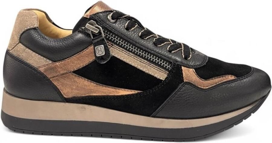 Helioform art 253.060 0352 zwart brons sneaker-veter-rits-dames