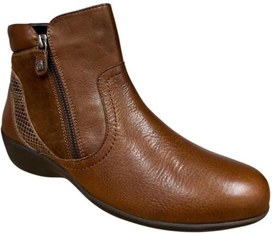 Helioform enkellaars met twee ritsen Wijdte H 141.046.0351 cognac bruin