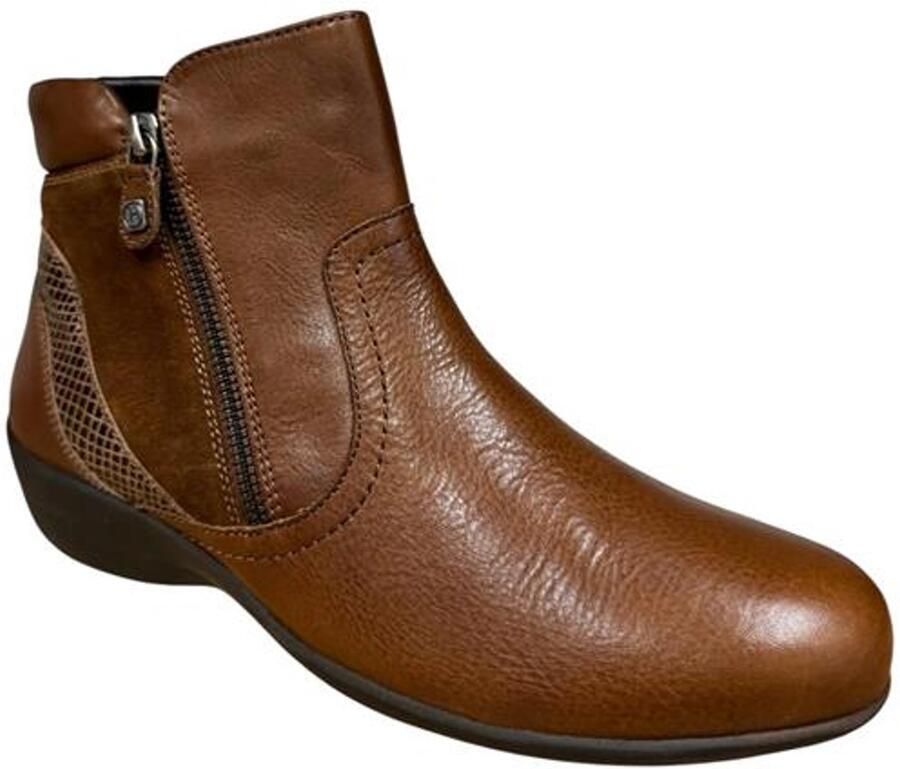Helioform enkellaars met twee ritsen Wijdte H 141.046.0351 cognac bruin