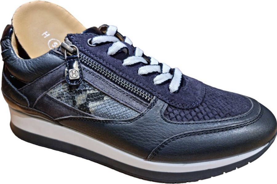 Helioform sneaker blauw leer H leest uitneembaar voetbed art. 253.054