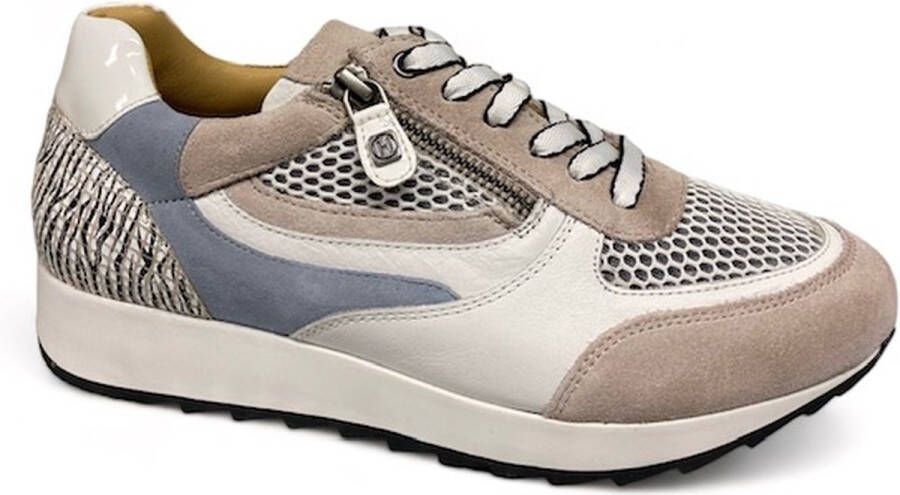 helioform Sneaker blauw wit taupe zebra K Kleur Wit)