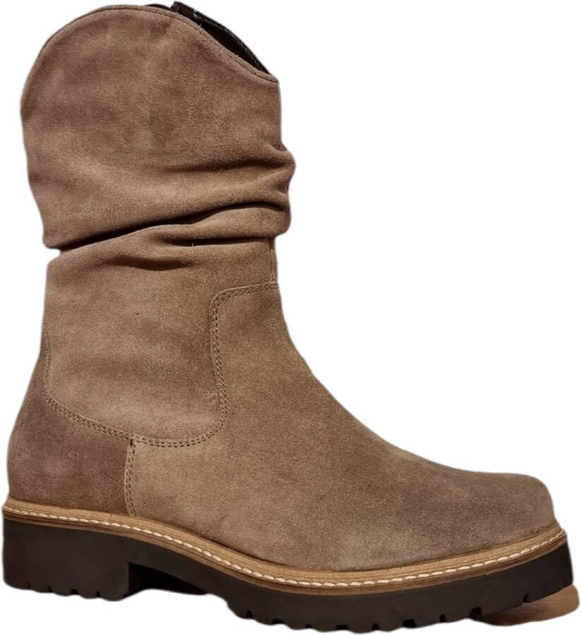 helioform taupe suede boot art