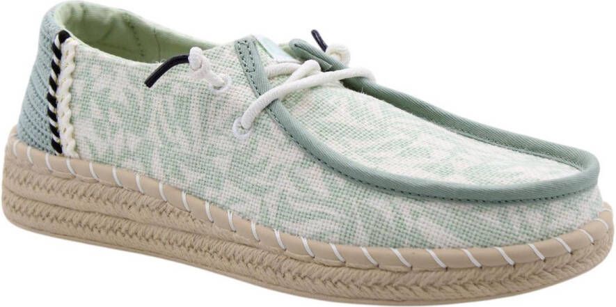 HEYDUDE Wendy Espadrille Retro Palm Dames Instappers Celadon Green White