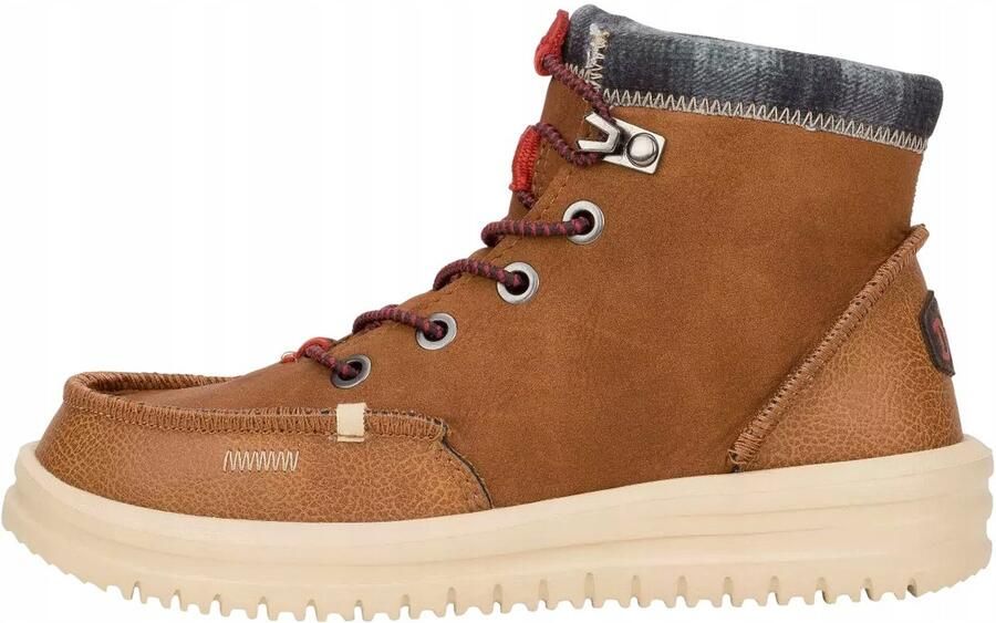 Hey Dude Bradley Y Classic Kinderschoenen Cognac Natuurlijke Lederen Bovenkant Easy-On Systeem