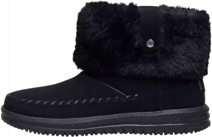 Hey Dude Camden Cuff Classic Cozy Dames Laarzen Zwart Synthetisch Suède Easy-on Systeem