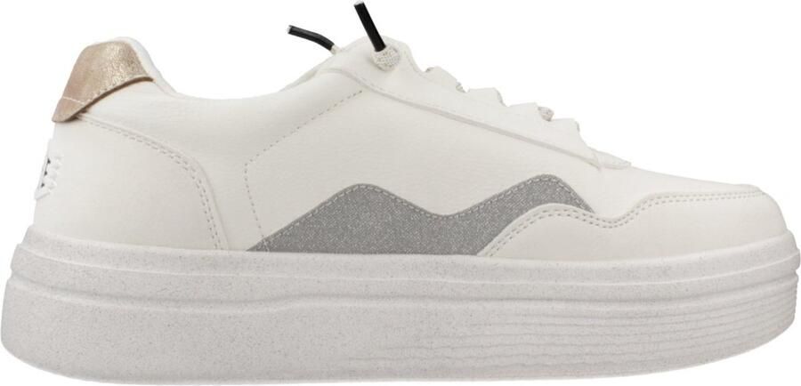 Hey Dude Hudson Lift Metallic Dames Sneakers Witte Synthetische Cholewka Elastische Veters