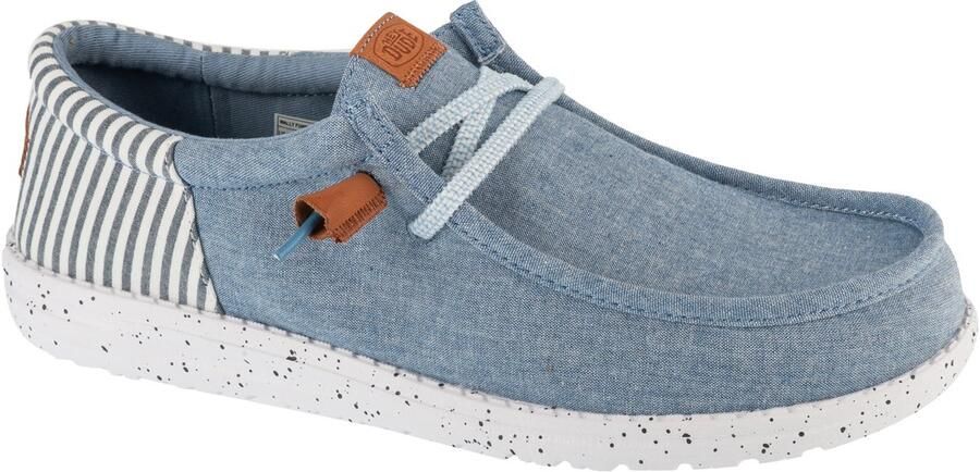 Hey Dude Wally Funk Nu Prep Mokassins Faded Denim Navy Blazer Textiel Cholewka Easy-on Systeem