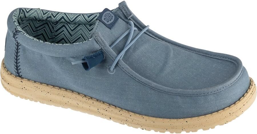 Hey Dude Wally Stretch Canvas Mannen Blauw Sneakers