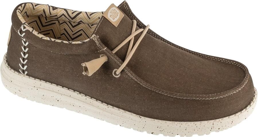 Hey Dude Wally Stretch Canvas Mannen Bruin Sneakers