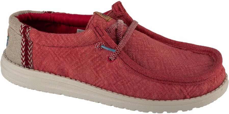 Hey Dude Wally Jute Mannen Rood Sneakers