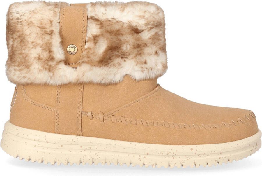 HEYDUDE Camden Cuff Classic Cozy Dames Boots Cognac