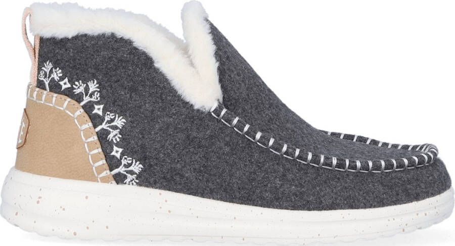 HEYDUDE Denny Wool Faux Shearling Dames Instappers Grey