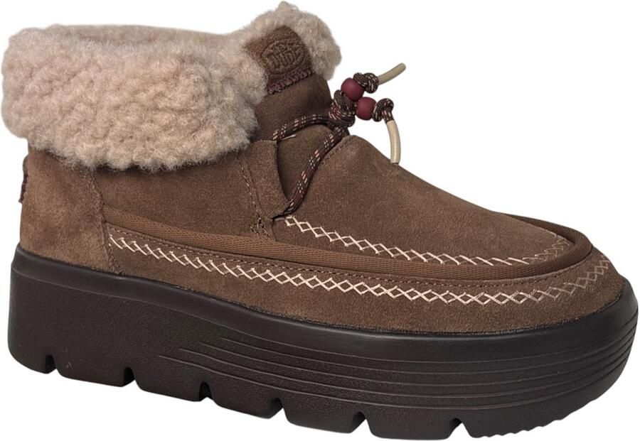 HEYDUDE Austin Edge Lounge Dames Boots Suède Cognac