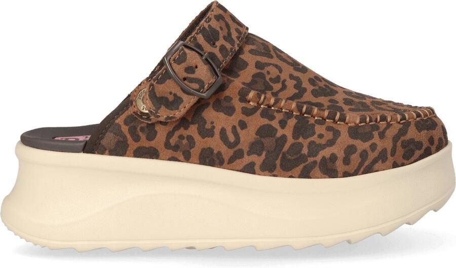 HEYDUDE Delray Clog Suede Dames Instappers Brown Leopard
