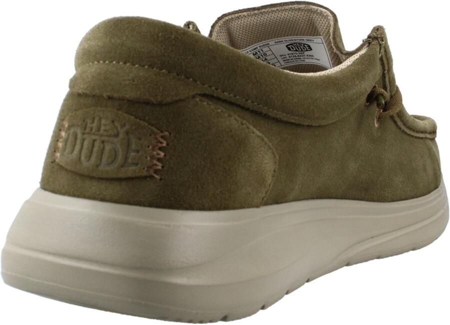 HEYDUDE Wally Comf Suede Heren Instappers Dark Olive Stone Grey