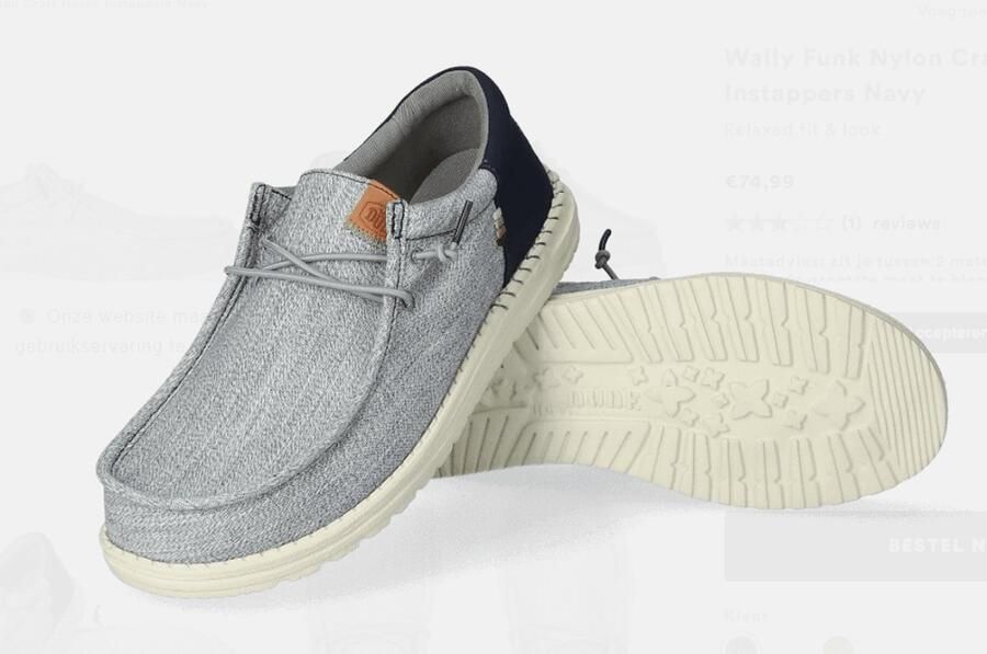 HEYDUDE Wally Funk Nylon Craft Heren Instappers Navy