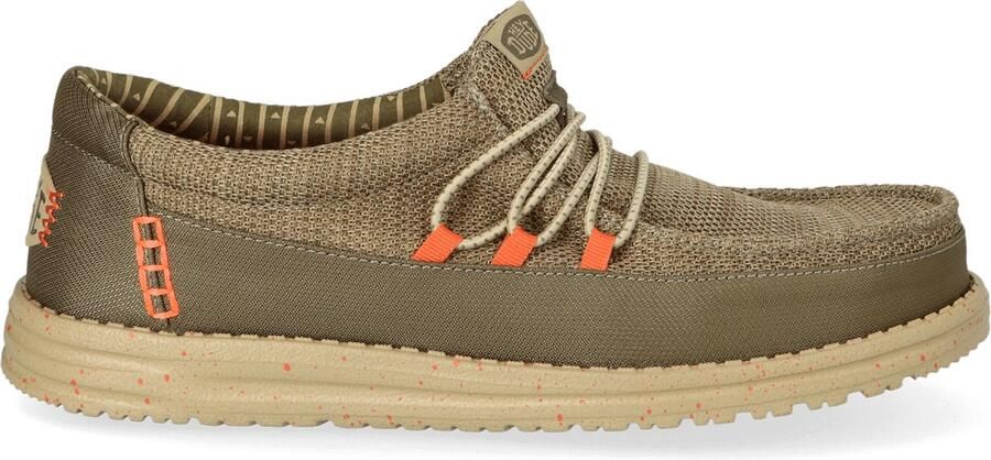 HEYDUDE Wally Guard Stretch Sox Heren Instappers Burnt Olive Multi