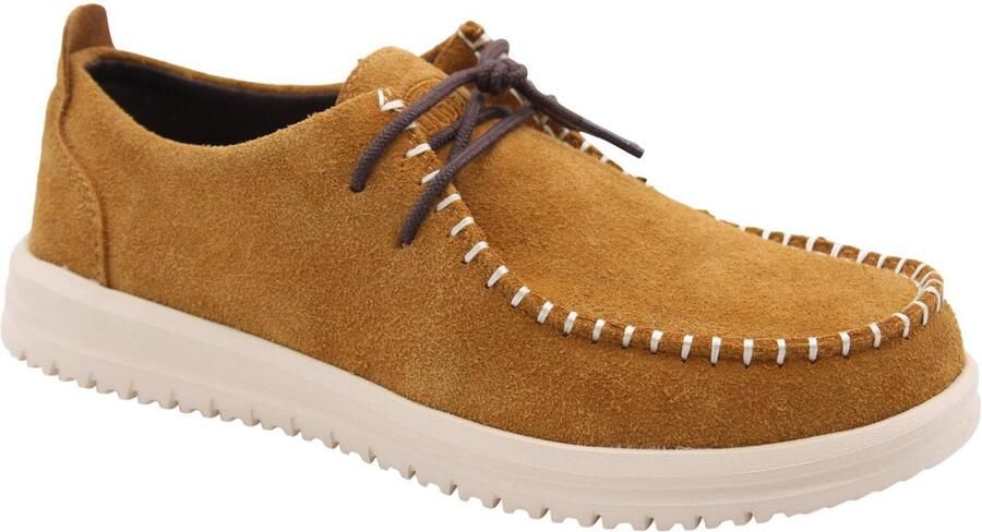 HEYDUDE Wally NXT Moc Heren Mocassins Suede Spice Brown Wood Ash