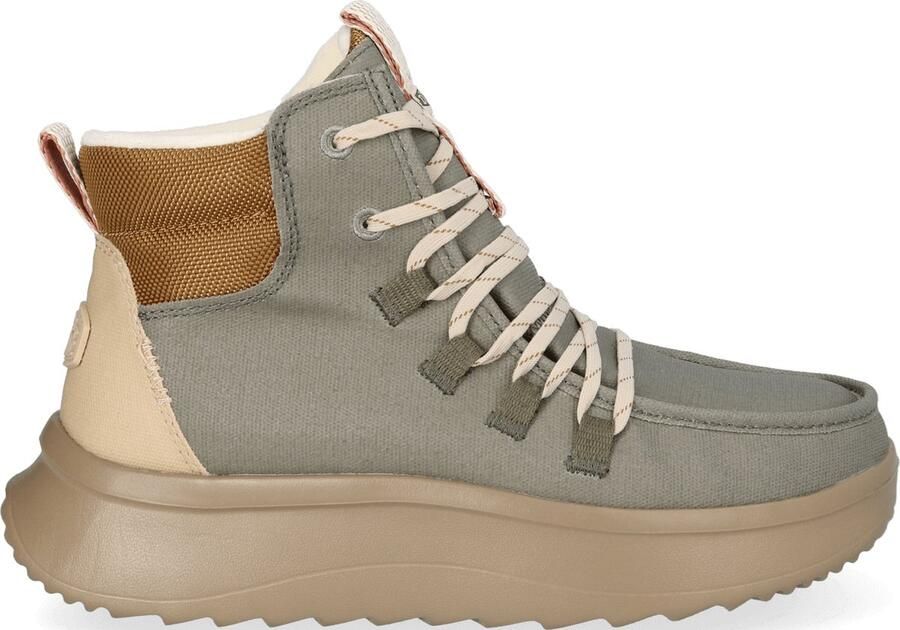 Hey Dude Wendy Peak Serie Dames Botten Gecoate Twill Zamsz Hiel Nylon Kraag