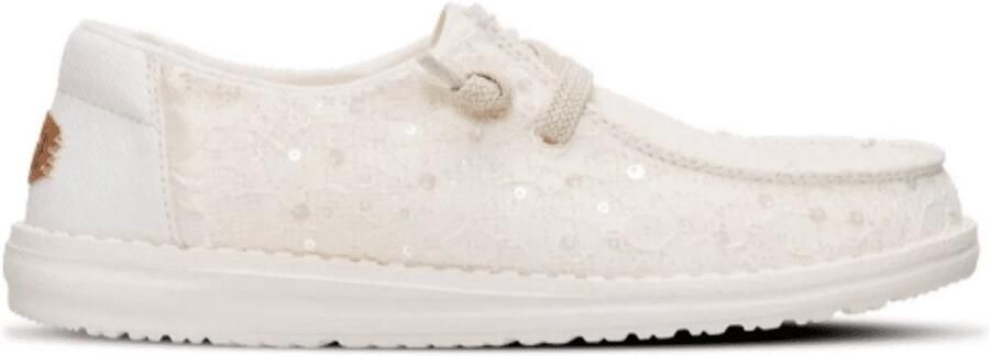 HEYDUDE Wendy Sequin Lace Dames Instappers Ivory - Foto 2