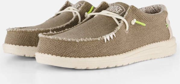 HEYDUDE Wally Braided Instappers groen Canvas