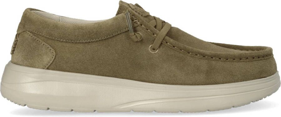 HEYDUDE Wally Comf Suede Heren Instappers Dark Olive Stone Grey