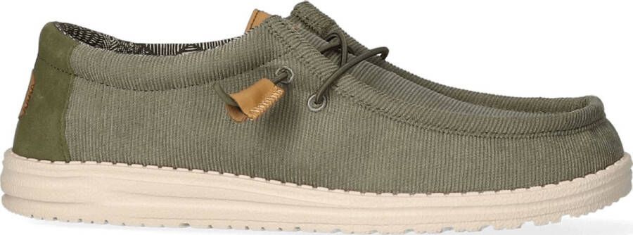 HEYDUDE Wally Corduroy Heren Instappers Olive