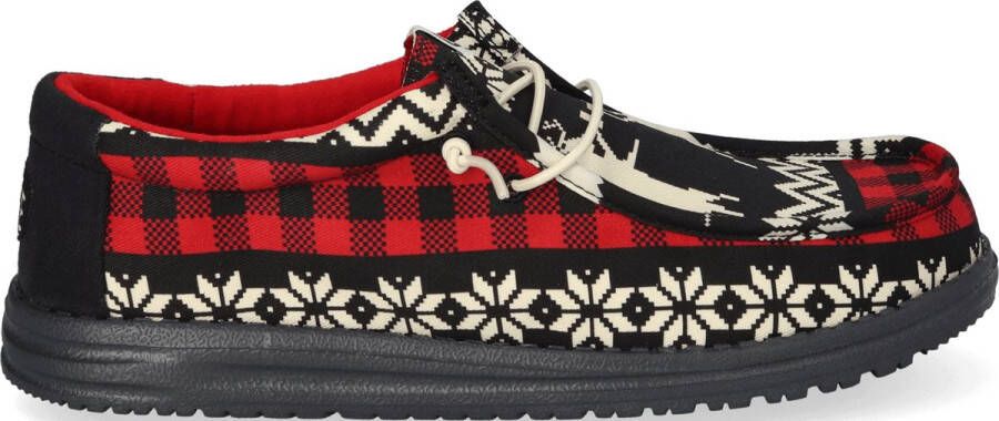 HEYDUDE Wally Holiday Cheers Heren Kerst Schoenen Black Multi
