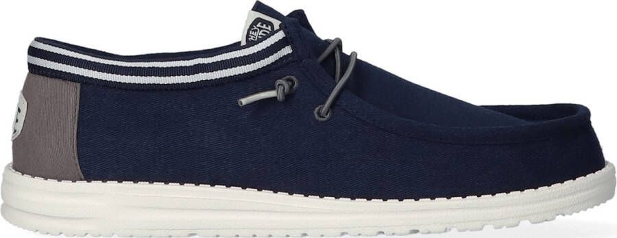 HEYDUDE Wally Letterman Heren Instappers Navy Grey