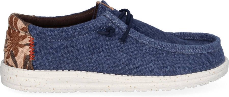 HEYDUDE Wally Palm Jute Heren Instappers Navy Blazer Chili Red