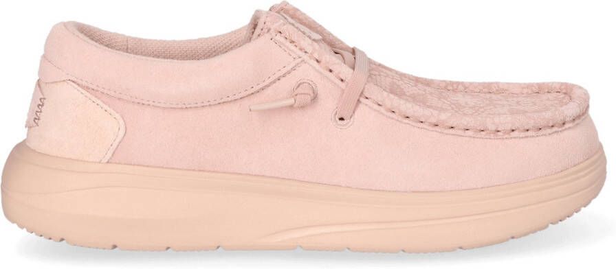 HEYDUDE Wendy Comf Suede Lace Print Dames Instappers Rose Dust