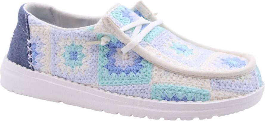 HEYDUDE Wendy Cottage Crochet Dames Instappers Bay Blue Multi