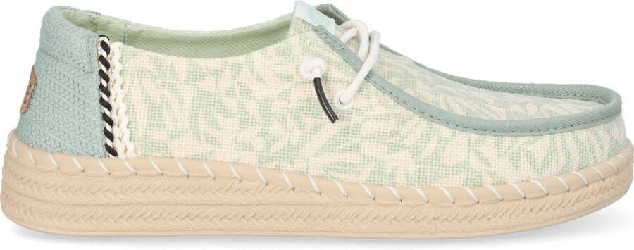 HEYDUDE Wendy Espadrille Retro Palm Dames Instappers Celadon Green White