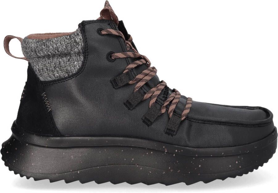 HEYDUDE Wendy Peak Apres Coated Canvas Dames Boots Black Black