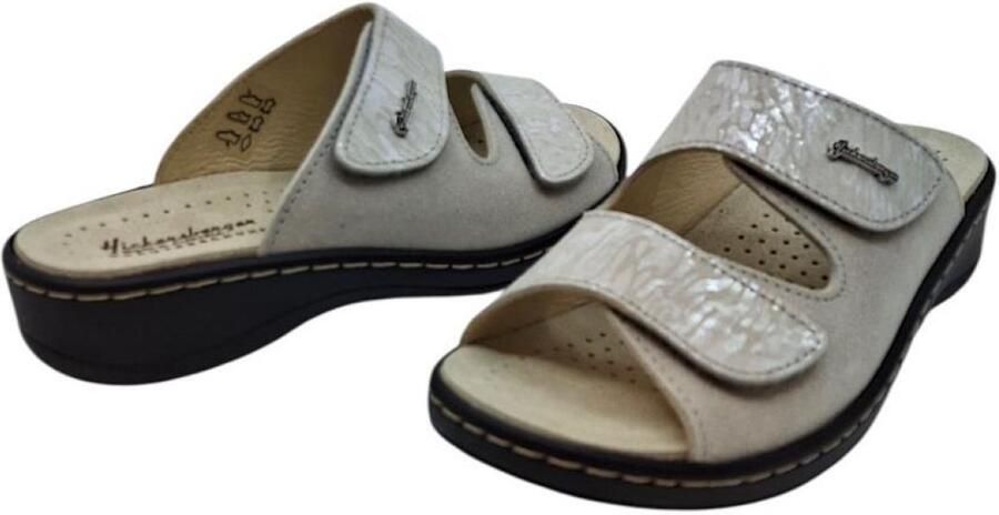 Hickersberger 28141302 Beige Velour Slipper Comfortabele Damesslipper