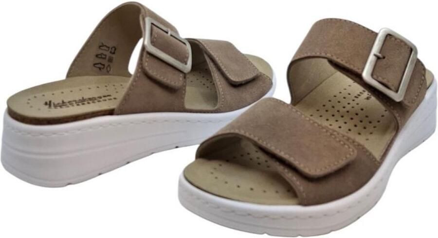 Hickersberger Taupe Velour Napoli Slipper Comfortabele Damesslipper