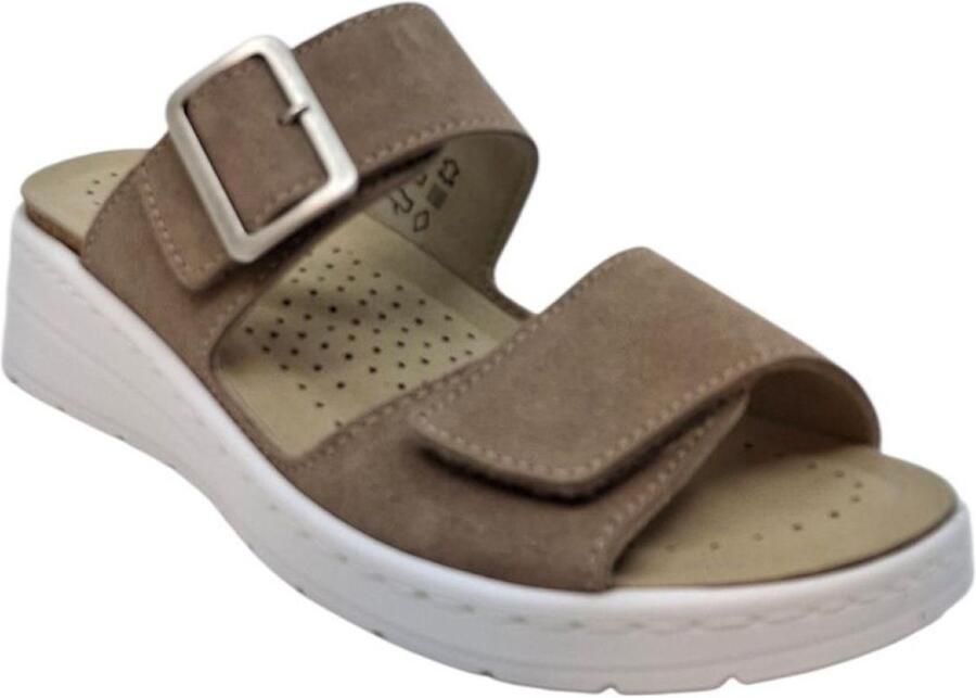 Hickersberger Taupe Velour Napoli Slipper Comfortabele Damesslipper
