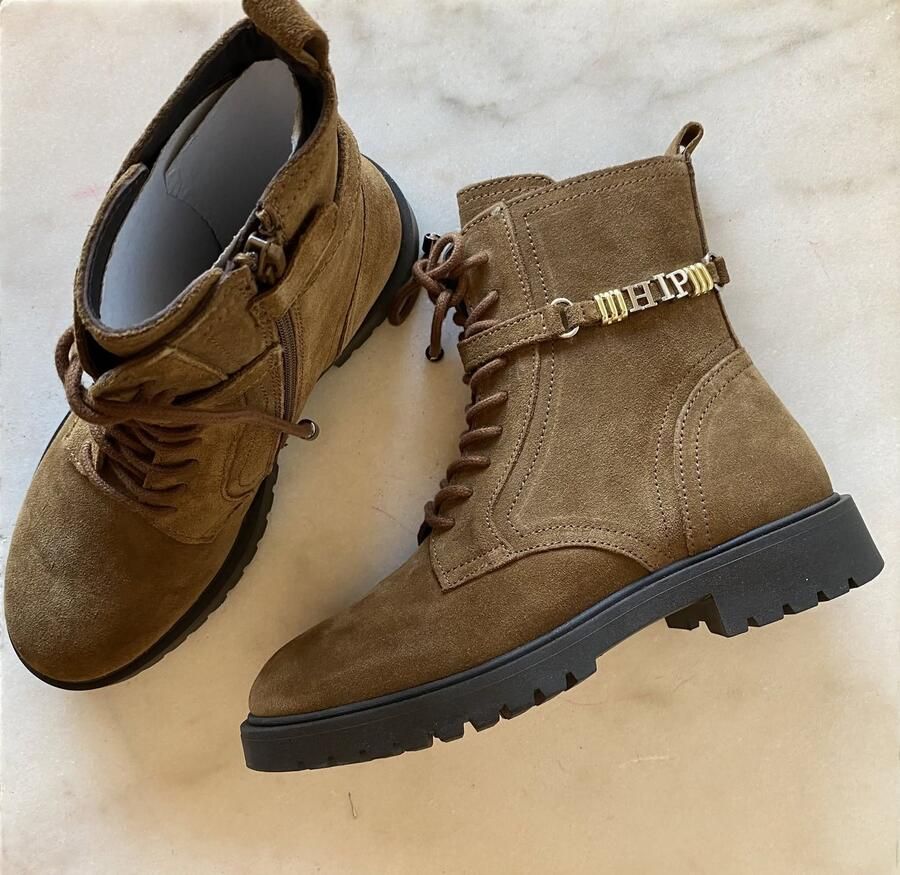 Hip damesbootie suede cognac