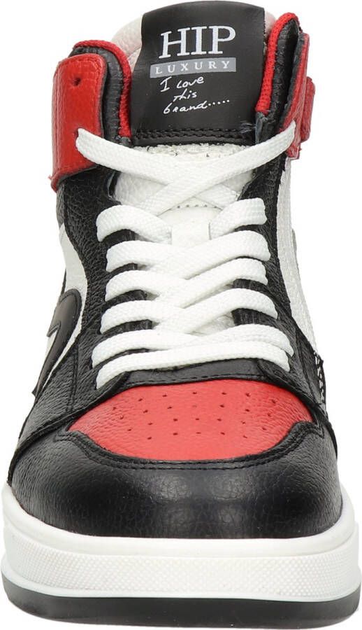 Hip leren sneakers rood wit zwart Jongens Leer Meerkleurig 34