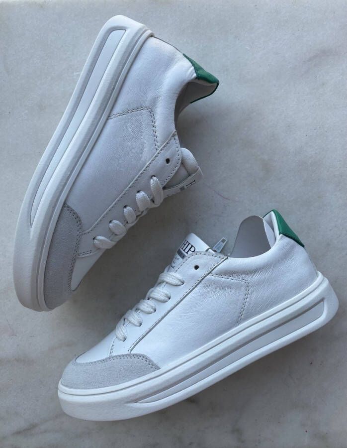 Hip sneaker wit groen