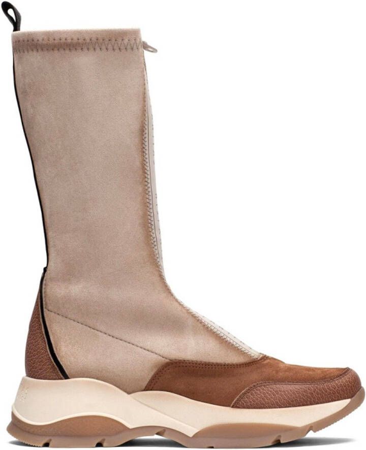 Hispanitas Beige en Camel Leren Enkellaarzen Bruin Dames
