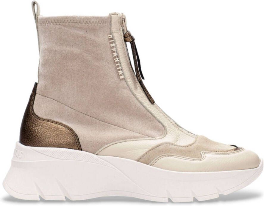 Hispanitas Beige leren sportschoenen