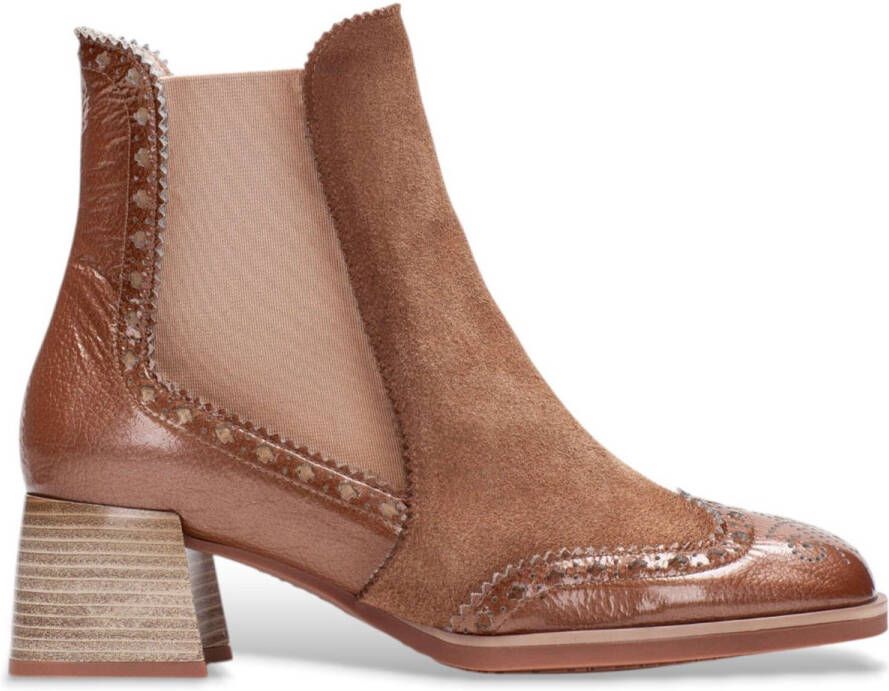 Hispanitas Bruine enkellaars van amandelleer