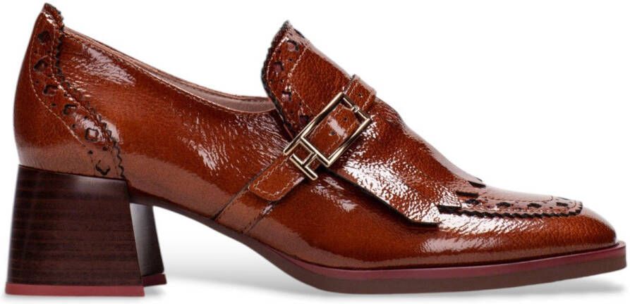 Hispanitas Bruine leren mocassin met franjes