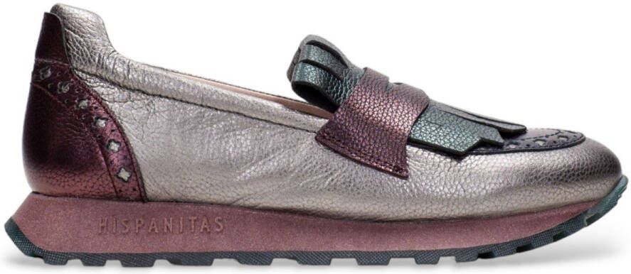 HISPANITAS Instappers Dames Chi243509 Met Maat: 37 Materiaal: Leer Kleur: Zilver