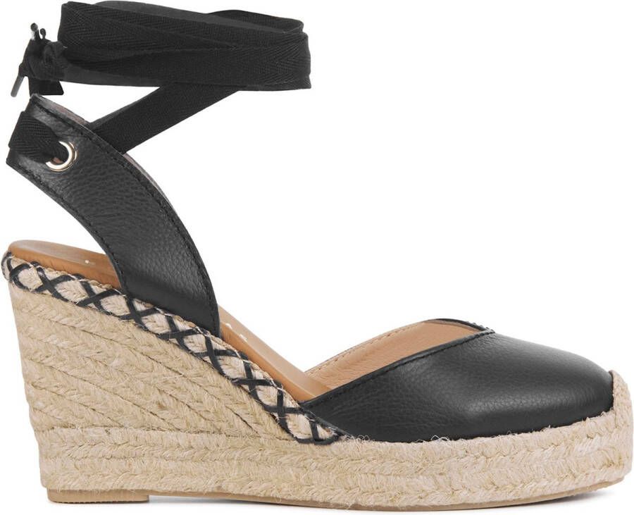 HISPANITAS Espadrilles Dames Hv243382 Maat: 38 Materiaal: Leer Kleur: Zwart