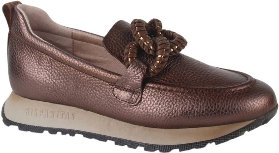 HISPANITAS Instappers Dames Hi254238 Maat: 35 Materiaal: Leer Kleur: Bronskleurig