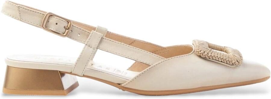 Hispanitas Beige ballerina's van leer met spitse neus