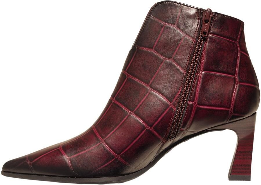 Hispanitas bordeaux leren enkellaarzen met croco print
