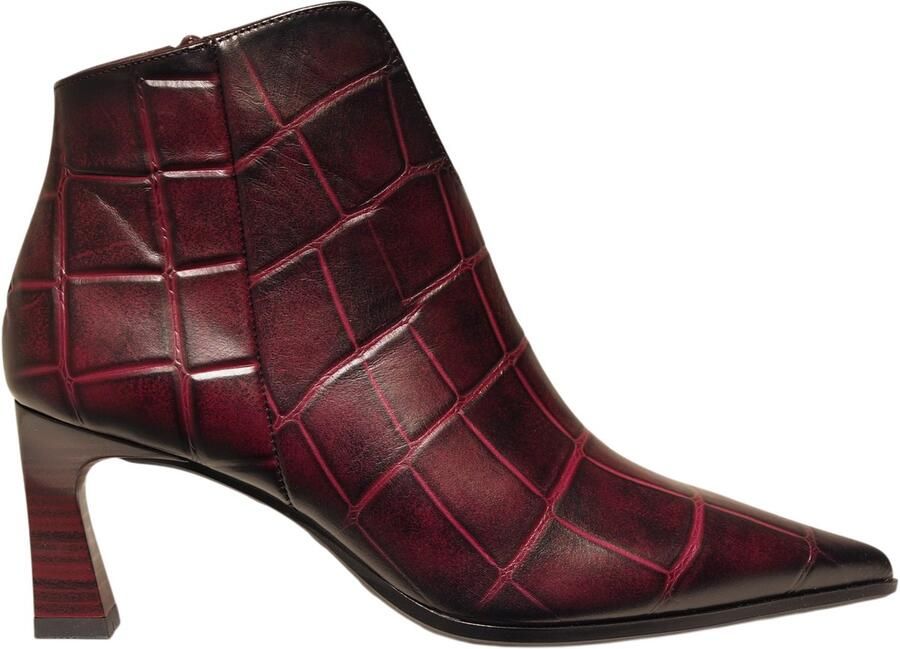 Hispanitas bordeaux leren enkellaarzen met croco print